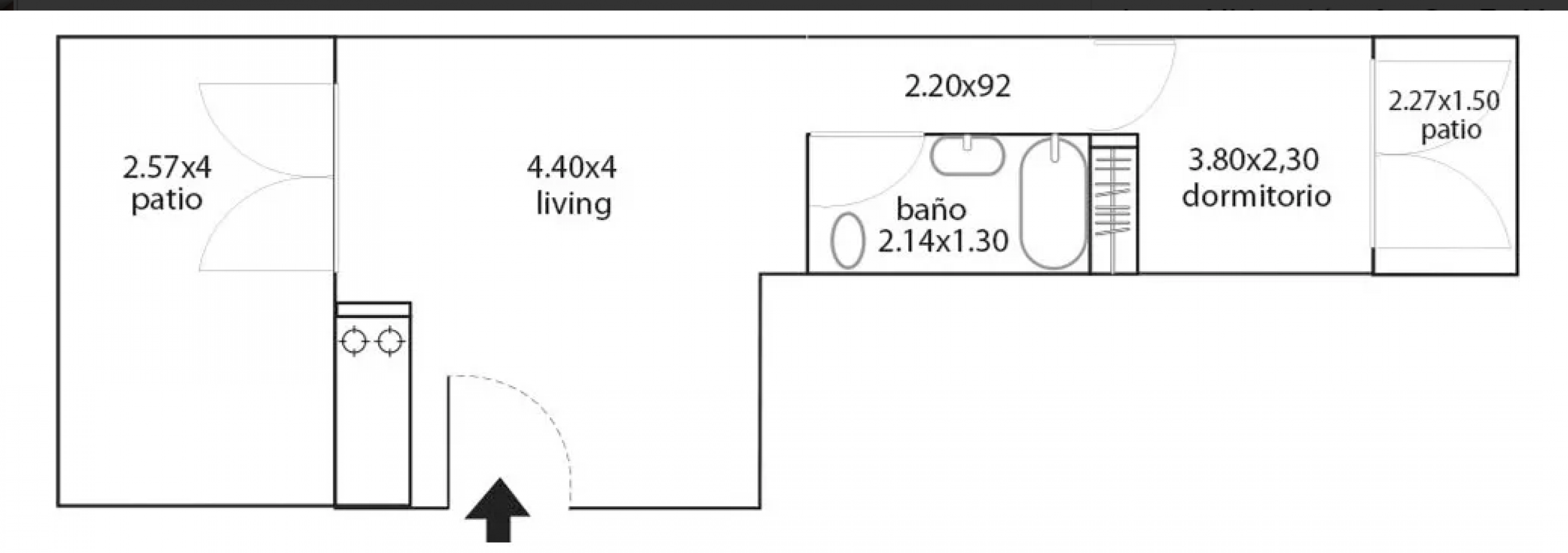 Venta departamento 2 amb con patio en Av Santa Fe al 5300, Palermo